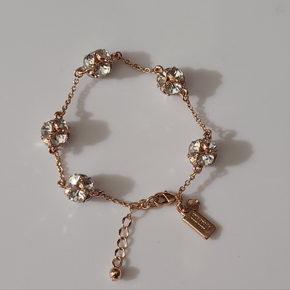 NEW Kate Spade Lady Marmalade Rhinestones Rose Gold Bracelet Disco Balls Estate